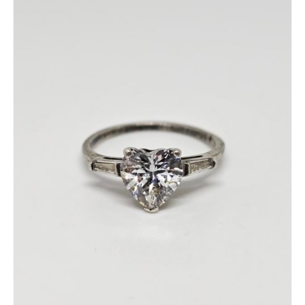 Sterling Silver Heart Shape Cubic Zirconia Ring, marked 925, RS: 8